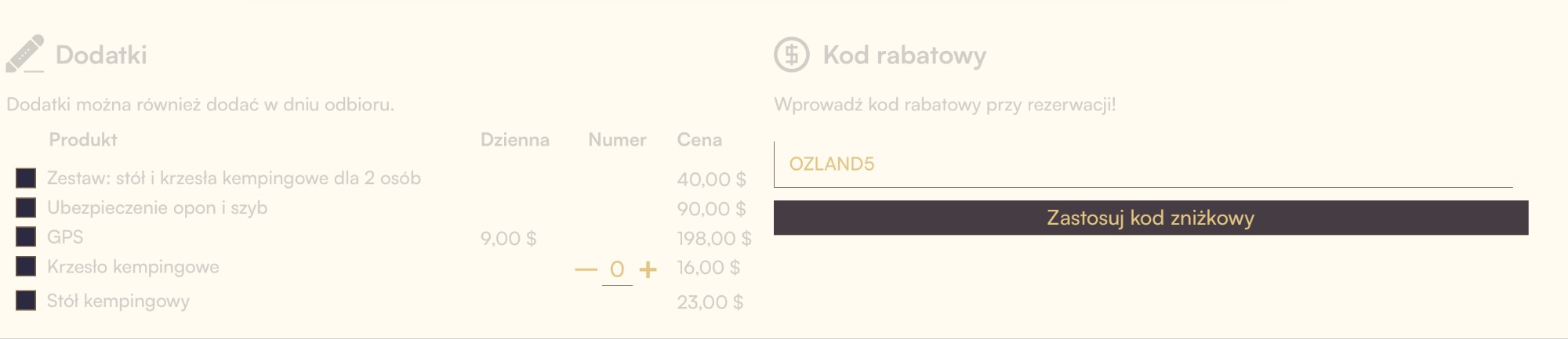 gdzie wpisać kod zniżkowy na wynajem kampera w Nowej Zelandii